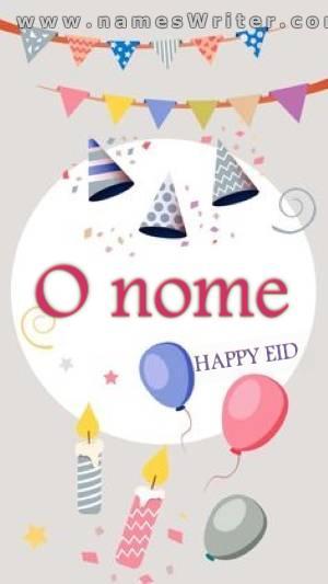 Seu nome com decorações do Eid