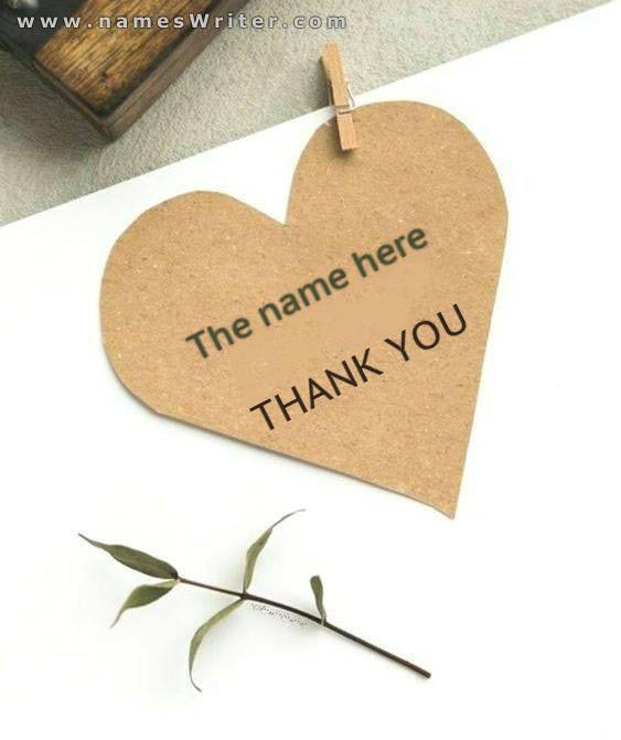 Thank you card in the shape of a heart