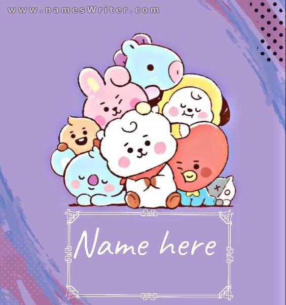 Your name on a background of teddy bears for children