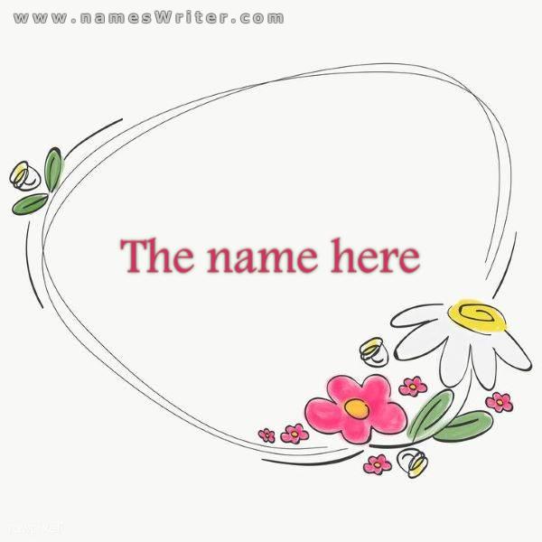Simple frame with roses for your name