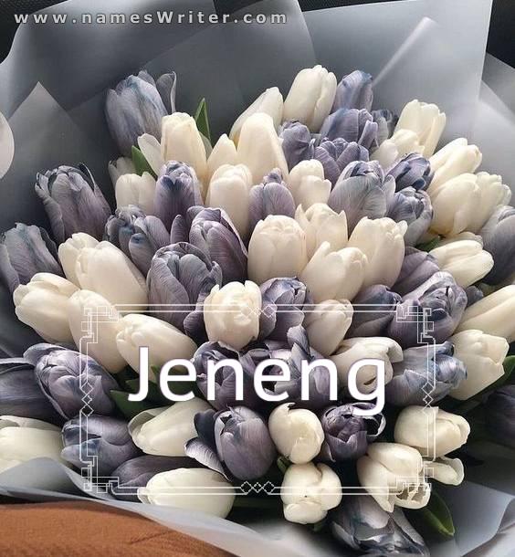 Tulis jeneng sampeyan ing latar mburi tulip sing khas.