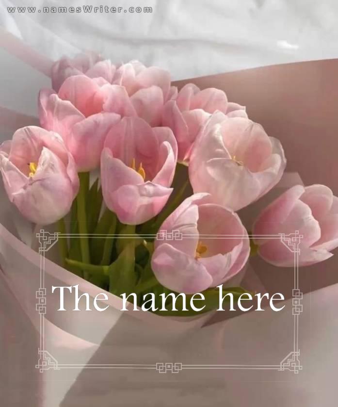Write your name on a Tulip rose background