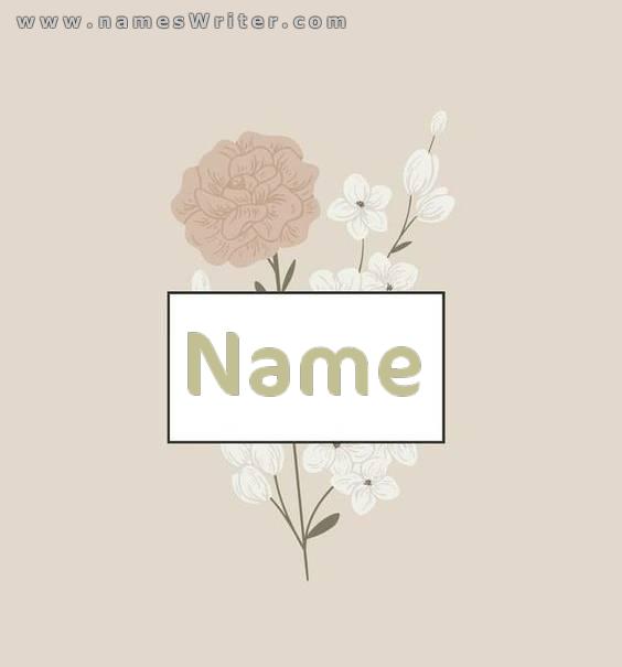你的名字的標誌在優雅和簡單的設計和花卉畫中