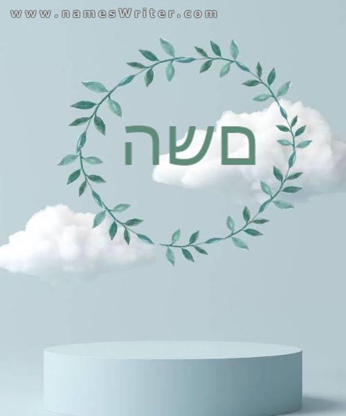 הלוגו של שמך בתוך עיצוב מתוחכם וייחודי של העננים