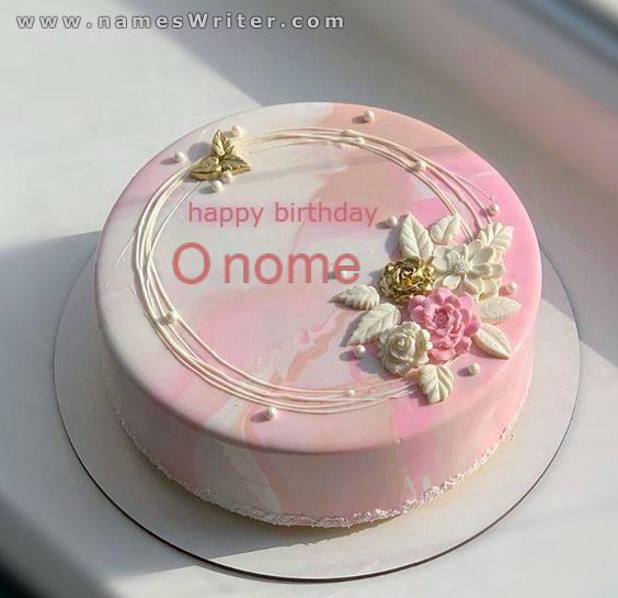 feliz cumpleaños lindo pastel de crema