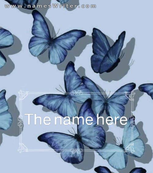 Write your name on a background of butterflies