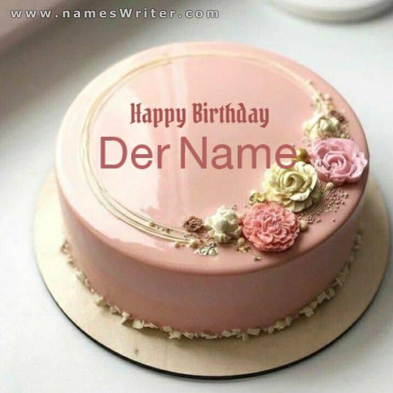 alles gute zum geburtstag süße rosa cremetorte