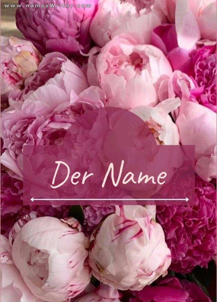 Schreiben Sie Ihren Namen auf einen Rosenhintergrund