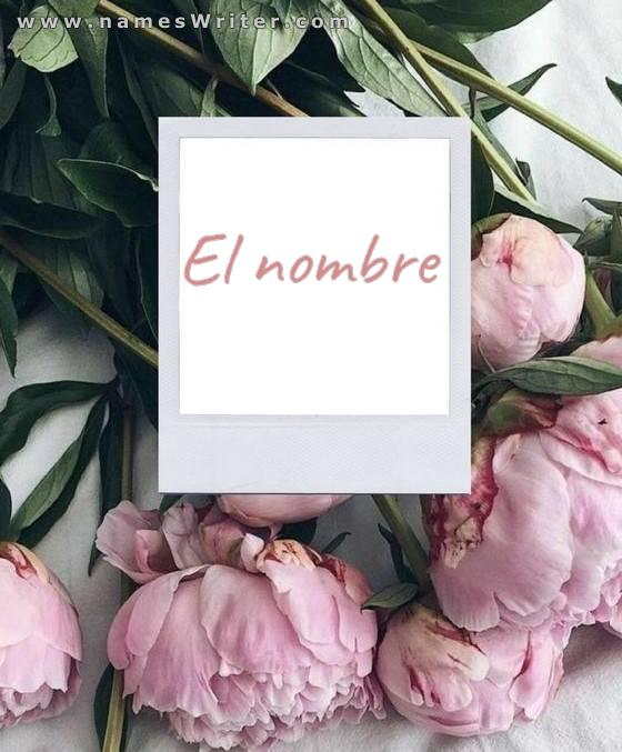 Escribe tu nombre en un fondo de rosas.