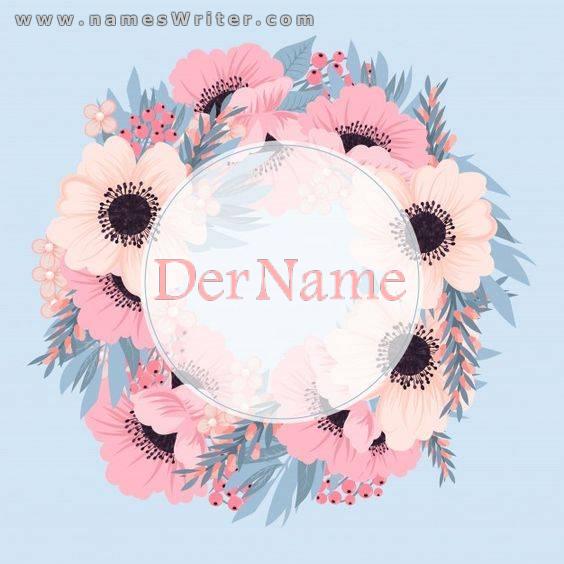 Das Logo Ihres Namens im eleganten und schlichten Design und eine Blumenzeichnung