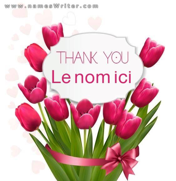 Carte avec roses et merci