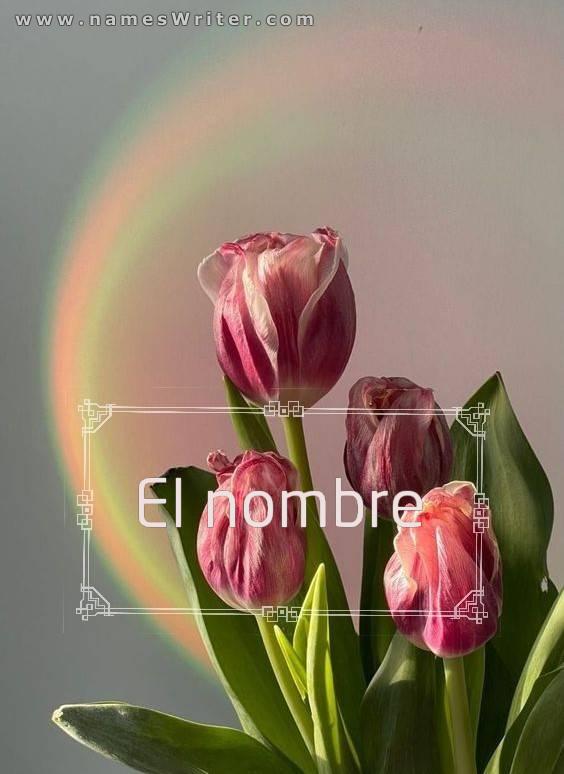 Escribe tu nombre en un fondo de rosas.