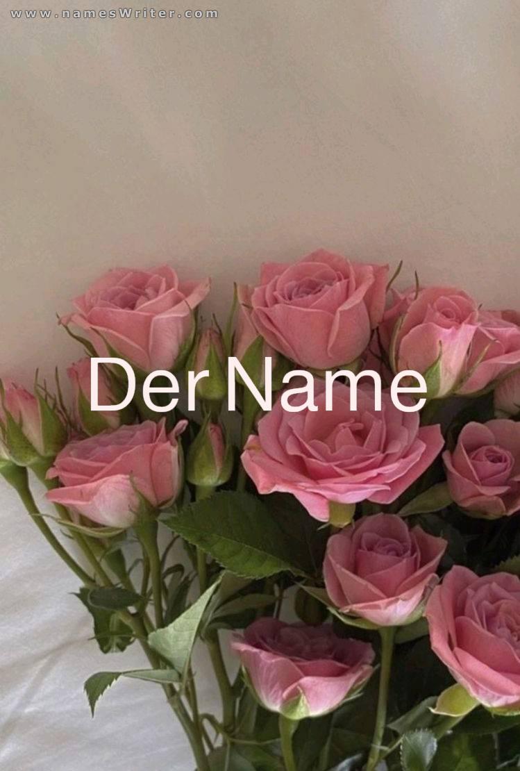 Schreiben Sie Ihren Namen auf einen Rosenhintergrund