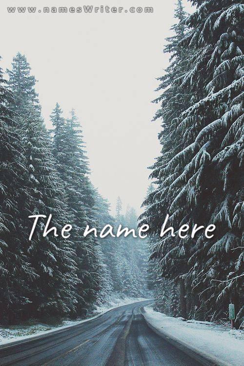 Your name is on the road in the trees