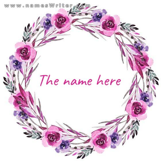 Logo of elegant lavender roses for your name